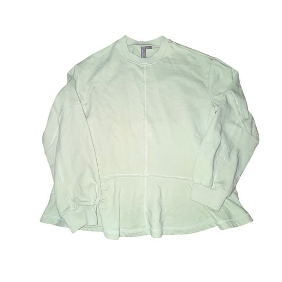 Sweaty Betty Revive Sweatshirt Women's Size M Opal Green Peplum Hem Pullover - Picture 1 of 5